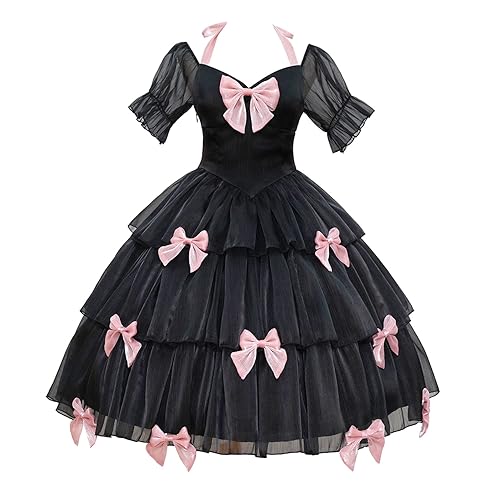 ZZEQYG Lolita Dress Gothic, puff sleeve dress - Large - Black-op