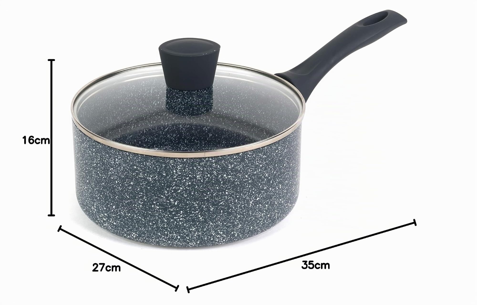Russell Hobbs RH00846EU Cazo Antiadherente De 20 cm, De La Colección Nightfall Stone, De Aluminio Prensado, Inducción Adecuada, Cocina Con Menos Aceite, Mango De Baquelita, Mármol Azul