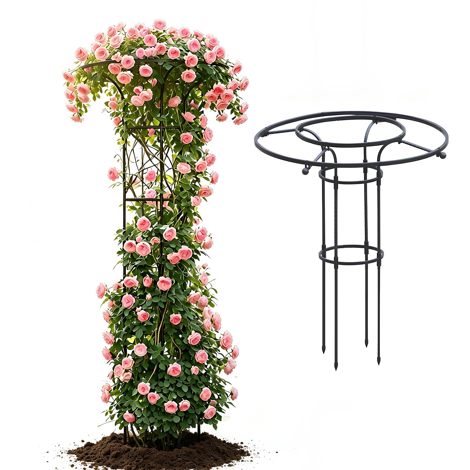 Umbrella Garden Trellis 210m 180m Trellis for Climbing Plants with 11mm Thickened Rust-Resistant Plant Support Frame for Potted Plants Wisteria Rose Jasmine(Black,90cm/3.0ft)