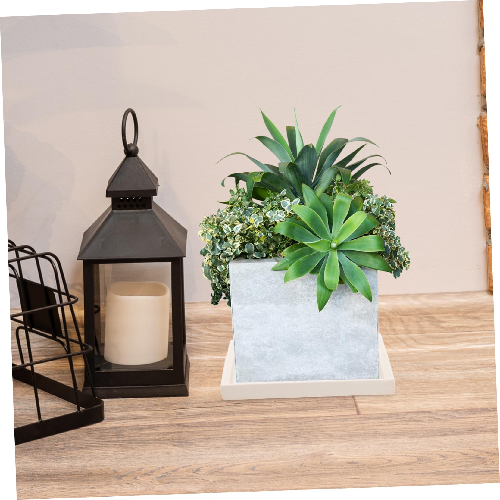 Toyvian Quadratischer Keramik Pflanzuntersetzer Großer Wasserauffangschale für Zimmerpflanzen Blumentopf Abtropfschale Rechteckig Robustes Terrassen Pflanzenzubehör