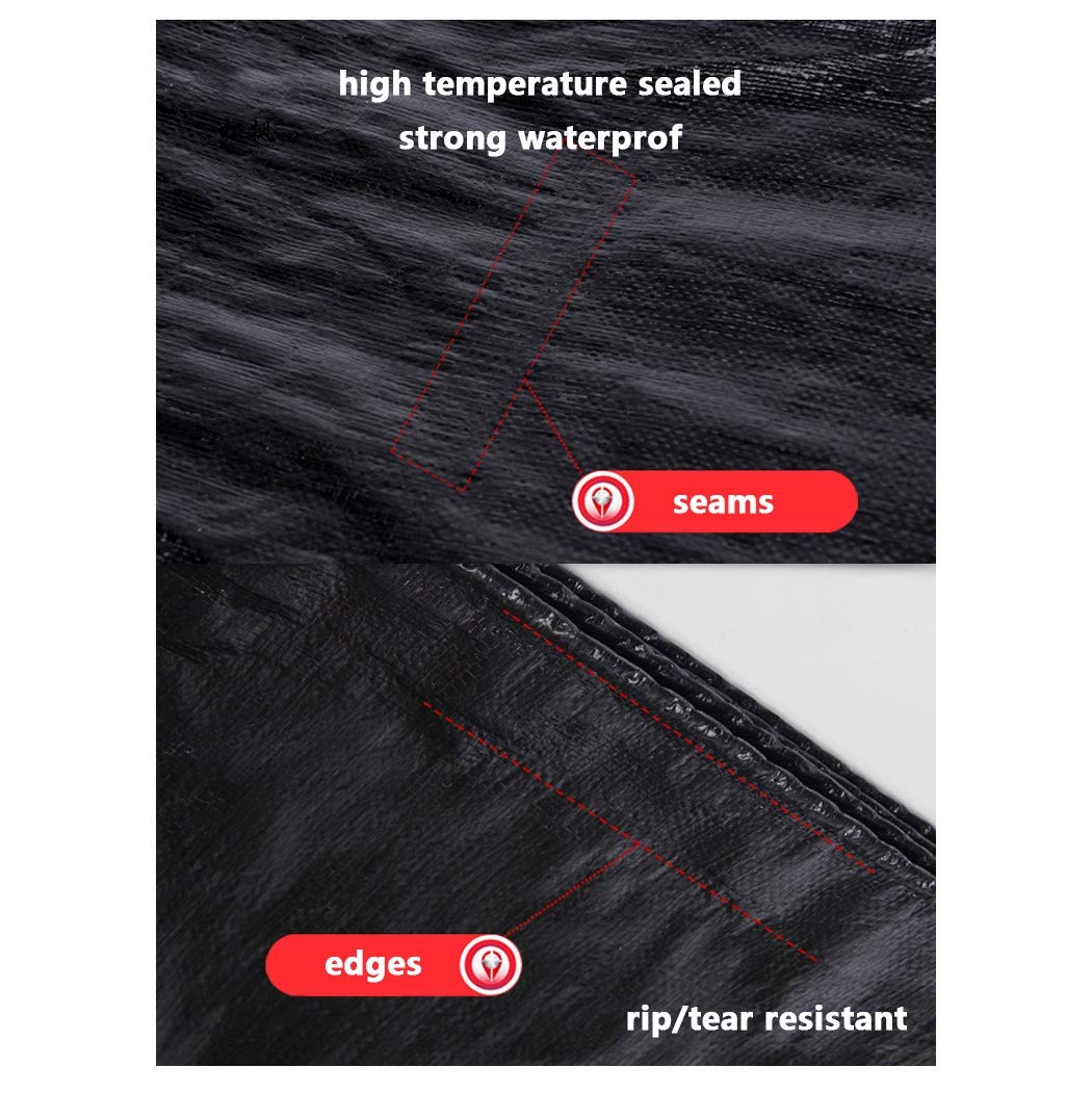 Grande Bâche Noire Imperméable Et Robuste 260 G/m² Avec œillets Renforcés, Résistante Aux Intempéries, à La Neige, à La Poussière Et Aux UV, Pour Tapis De Sol, Camping, Meubles De Jardin, Piscine