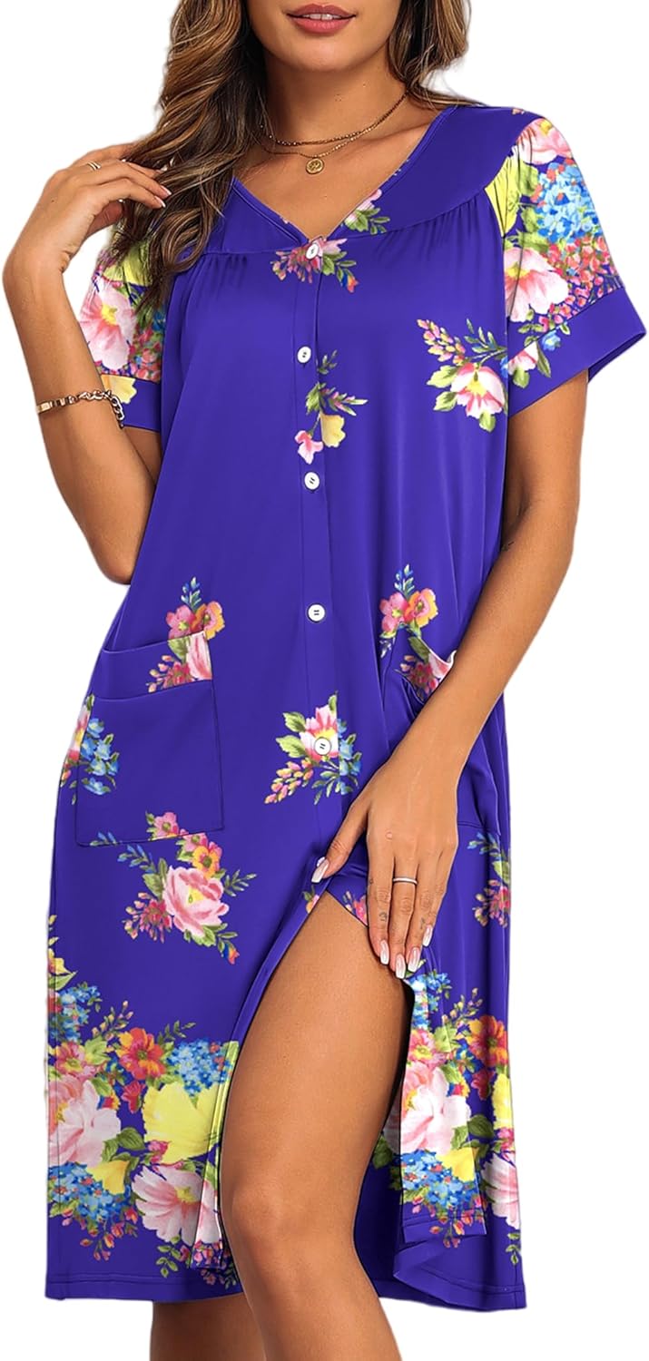 House dresses for women with pockets button down nightgowns