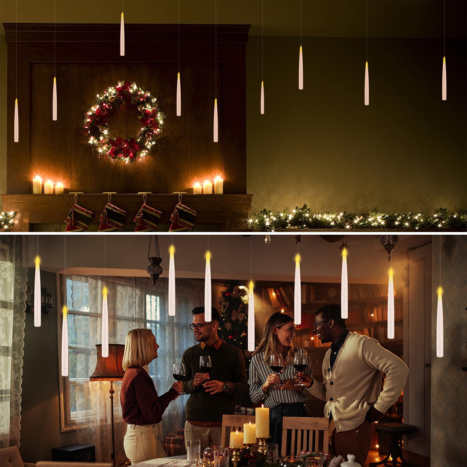 20 velas electrónicas LED con mando a distancia, decoración de Halloween, vela flotante parpadeante, decoración del hogar, decoración de dormitorio, fiesta de cumpleaños de Navidad, luces