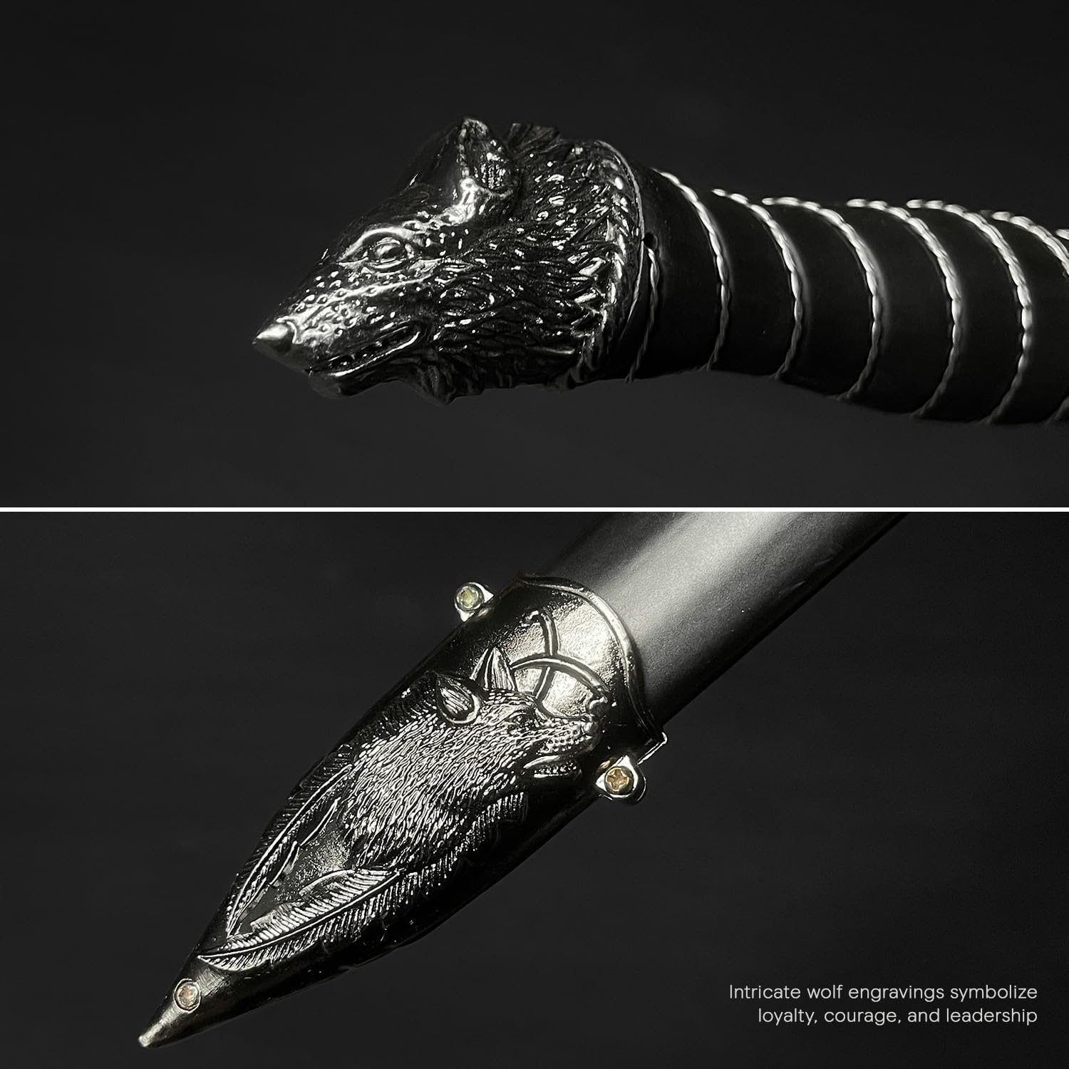 33" Spirit of The Alpha Wolf Fantasy One Hand Sword. for Collections, Gifts, Cosplay