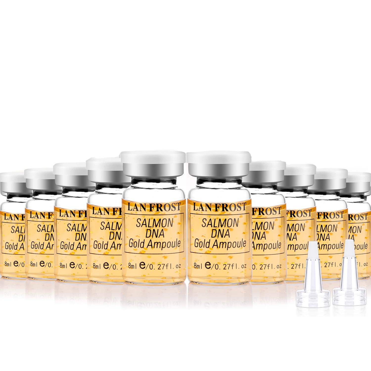 BB Facial Starter Kit Serum Hyaluronic Acid Essence Skin Care Set, Salmon DNA Glod Ampoule 0.27oz 12 Vials, Glow Repair Kit with 7 Different Peptides