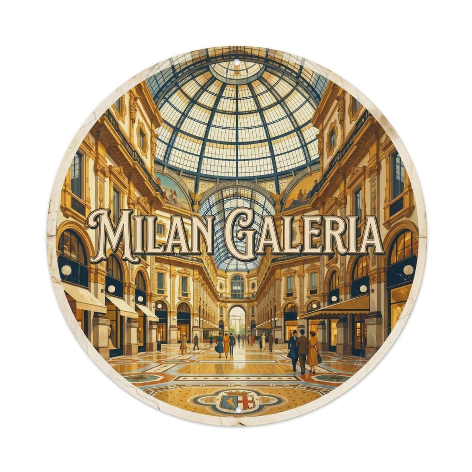 Milan Galleria Heritage City Travel Vintage Metal Tin Sign