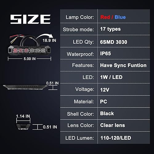 Miniatura 10 de Raryloy 6 luces LED estroboscópicas de montaje en superficie para camiones, automóvil, vehículo, mini parrilla, luz intermitente, cabeza de luz