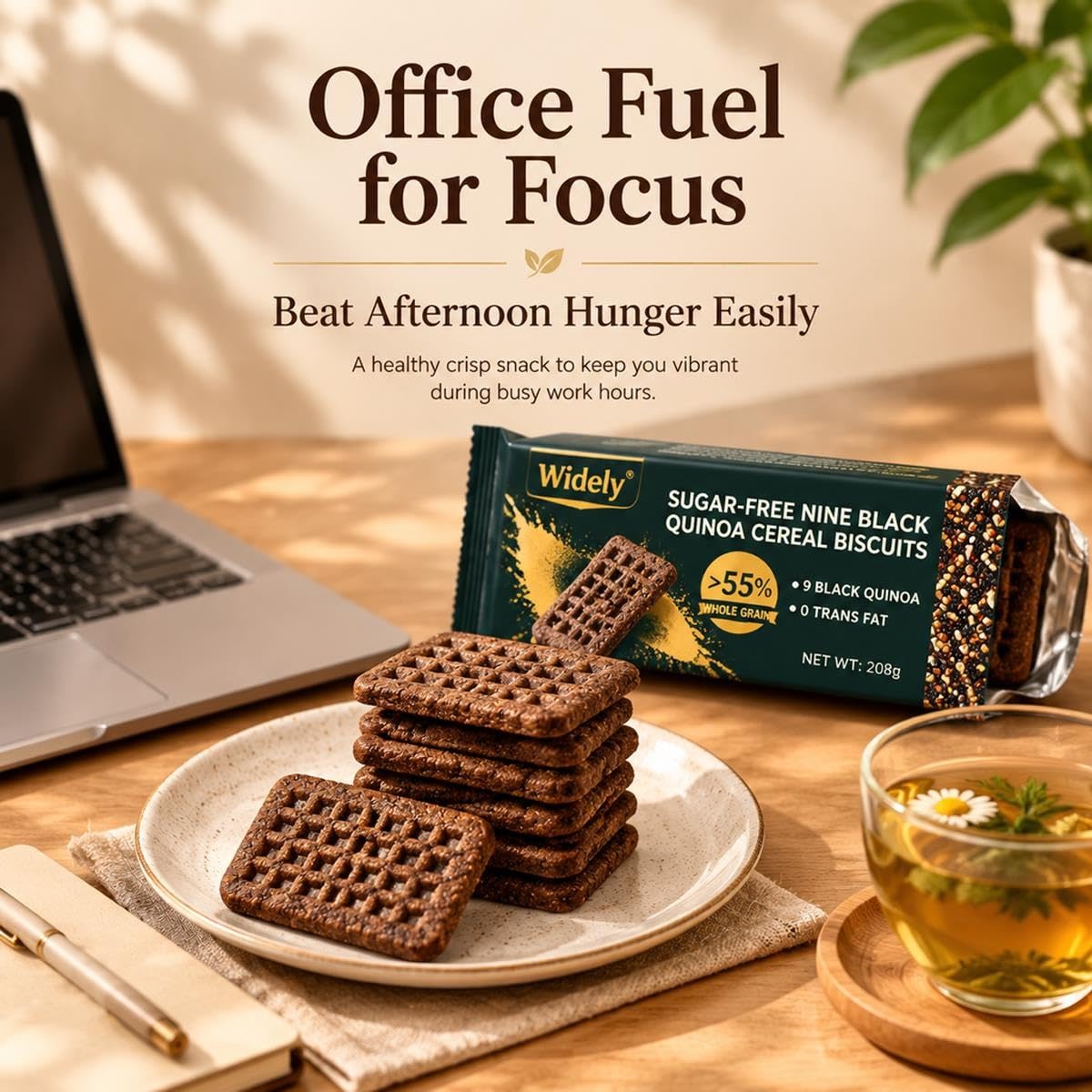 Galletas de Cereales y Quinoa, Snack Crujiente, 9 Ingredientes, 208g