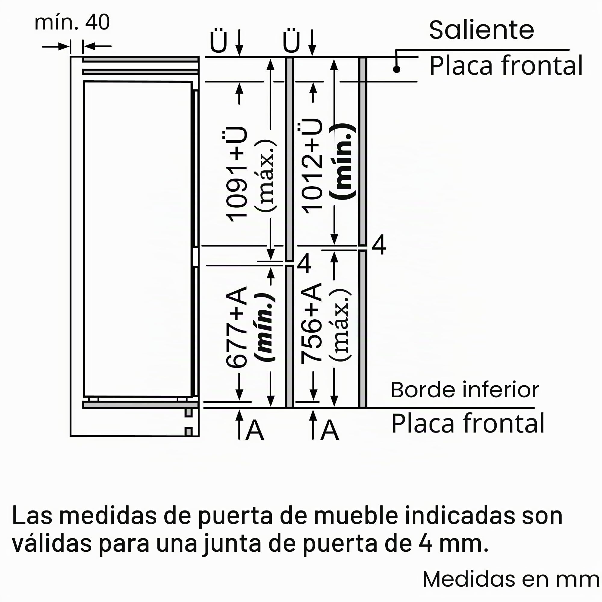 Bosch KIV86VSE0 Serie 4 - Frigorífico y congelador empotrable, nicho de 177,5 x 56 cm, refrigeración de 184 L + 85 L de congelación, bisagra de arrastre, fabricado en Alemania, VitaFresh frescor