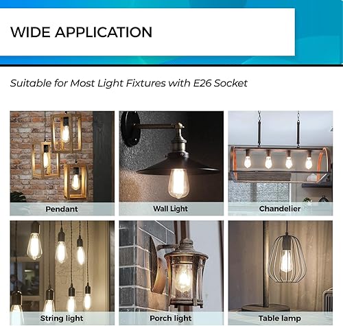 Miniatura 6 de Hizashi - 3 bombillas led Edison E26 de 60 W, regulables de 4,000 K, ST19, estilo vintage, blanco frío, CRI superior a 95, certificación UL, 700