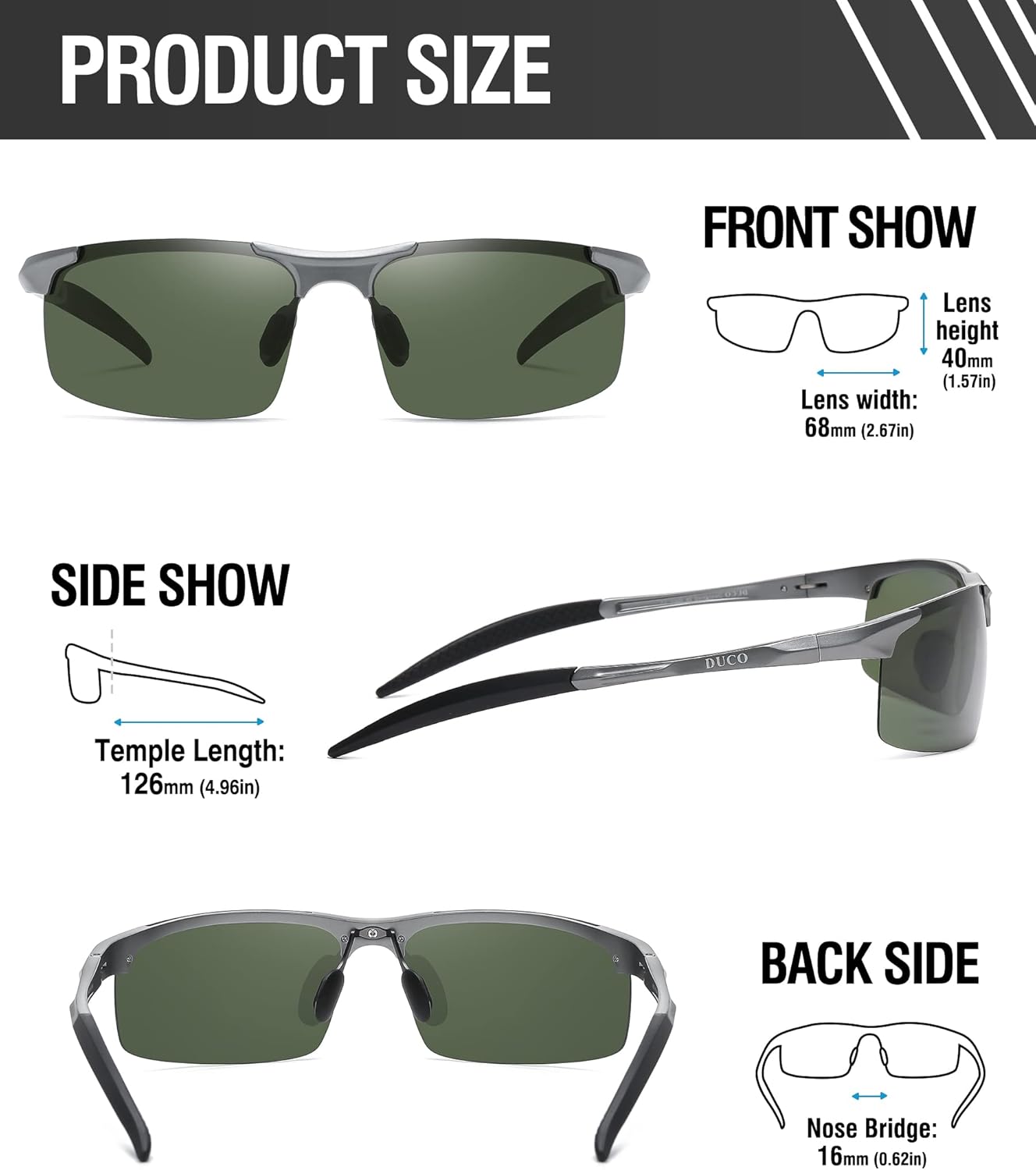 DUCO Mens Sports Polarized Sunglasses UV Protection Sunglasses for Men 8177s - Image 3