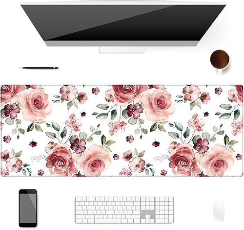 Miniatura 9 de iDonzon - Alfombrilla de escritorio extendida (31.5 x 11.8 pulgadas de grosor), suave y bonita, extra grande, XXL, impermeable, con base de goma