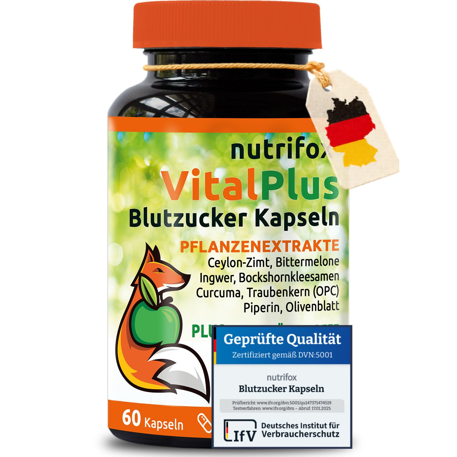 60 Blutzucker Kapseln Vital Plus (Ceylon-Zimt, Chrom, Zink, OPC, Bittermelone, Bockshornkleesamen, Kurkuma, Ingwer, Vitamin B-Komplex, usw.) 1 Monat, von Beratern für Diabetes