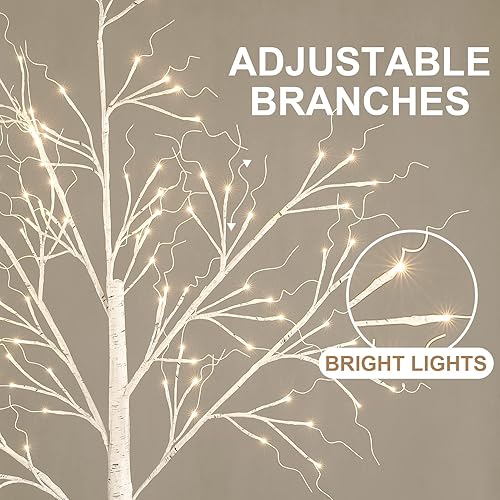 Miniatura 4 de Fanshunlite Árbol de abedul iluminado, 6 pies, 18 colores cambiantes, abedul iluminado para Halloween y Navidad con luz de hadas RGB, 120 LED con 8