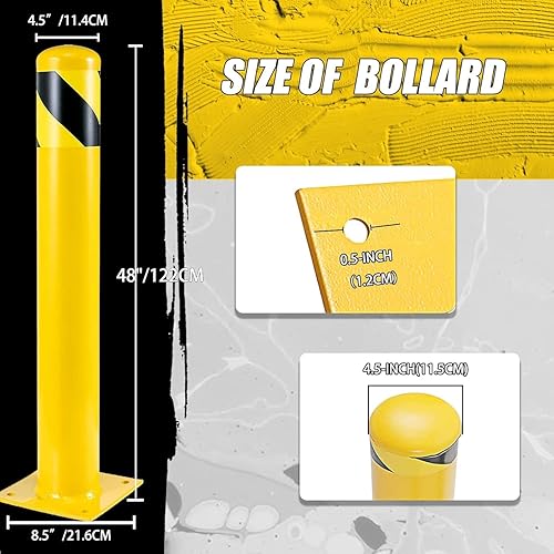 Miniatura 2 de Aysiofdy Poste de bolardo de seguridad, bolardos de acero de altura de 48 pulgadas, bolardo de estacionamiento de 4.5 pulgadas de diámetro, poste de