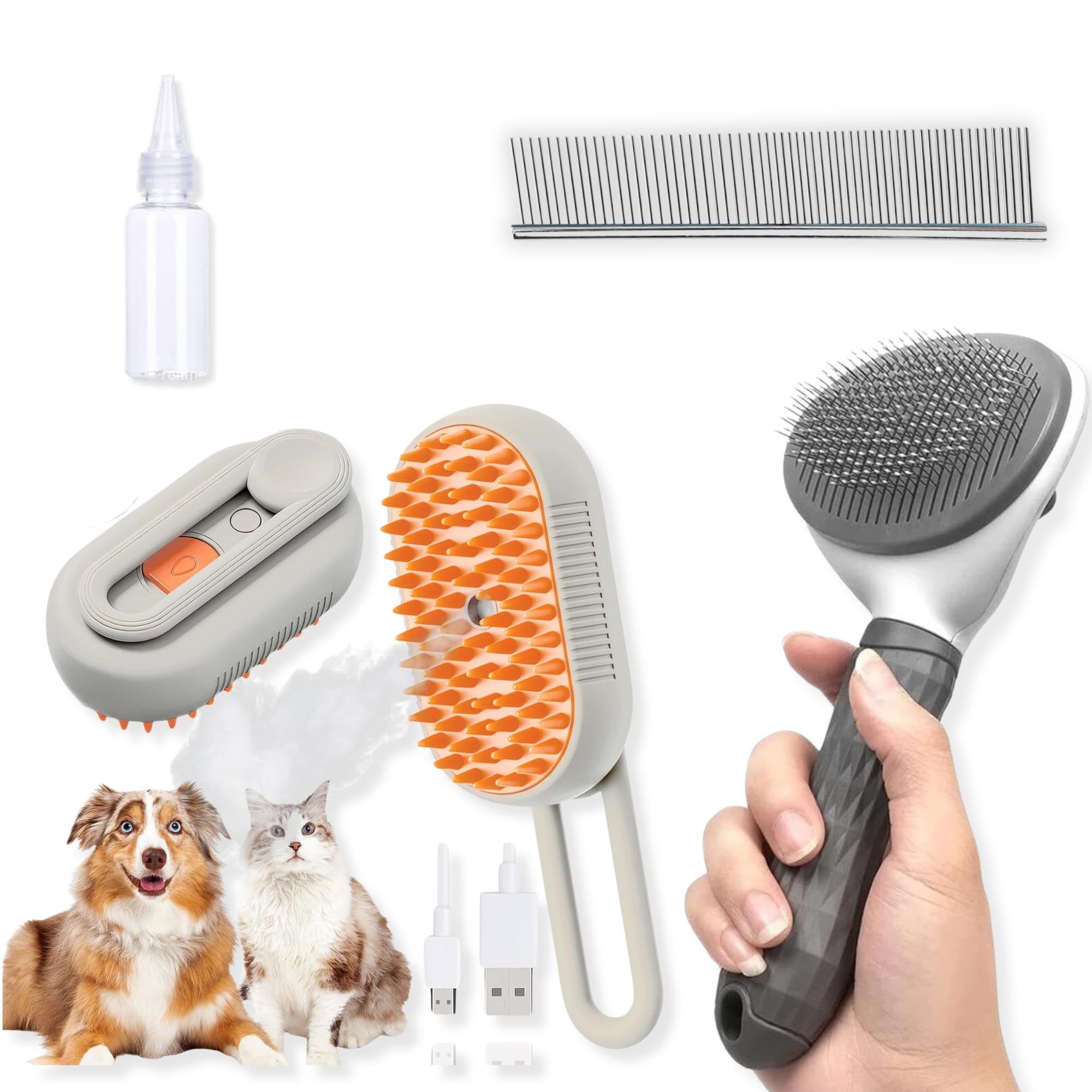 Cepillo para Gatos. Cepillo para Perros Kit Limpieza Completo | Cepillo Vapor para Gatos con Peine para Gatos | Quita Pelos Mascota | Gatos Accesorios