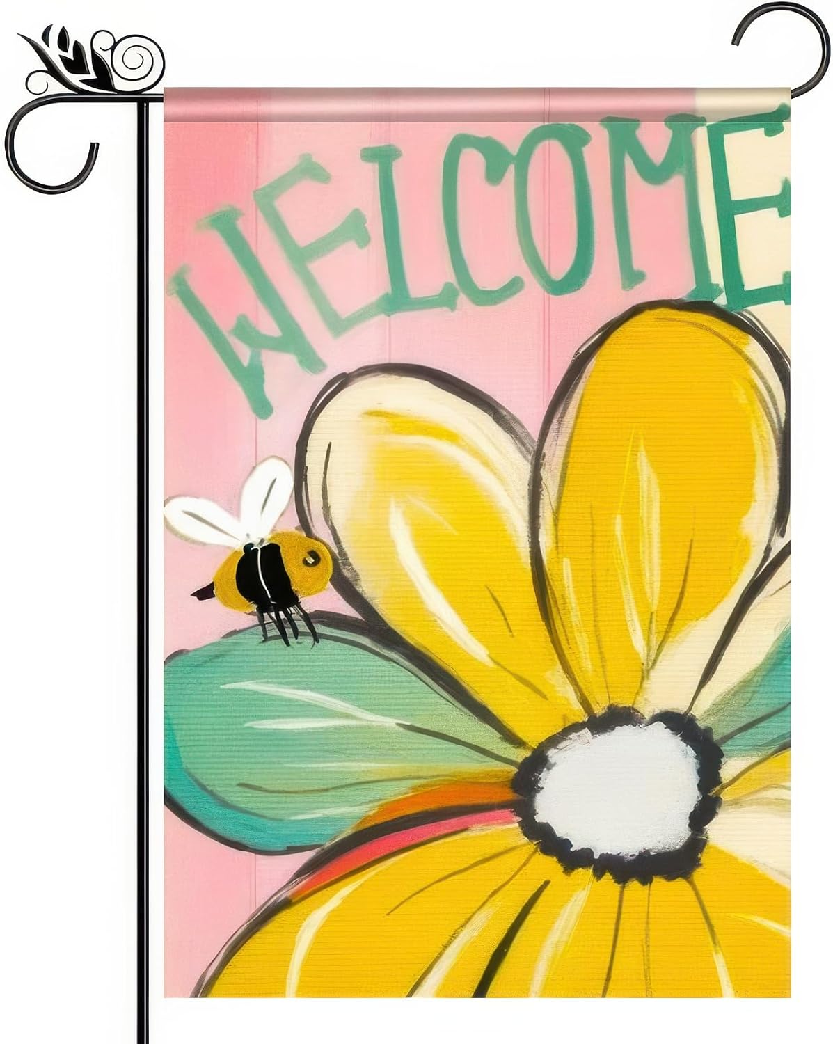 Welcome Spring Garden Flag 12x18 Double Sided Sunflower Bee Seasonal Small Flags For Outside Outdoor Decor Yard Farmhouse Holiday Spring Summer Decorations Yard Flags