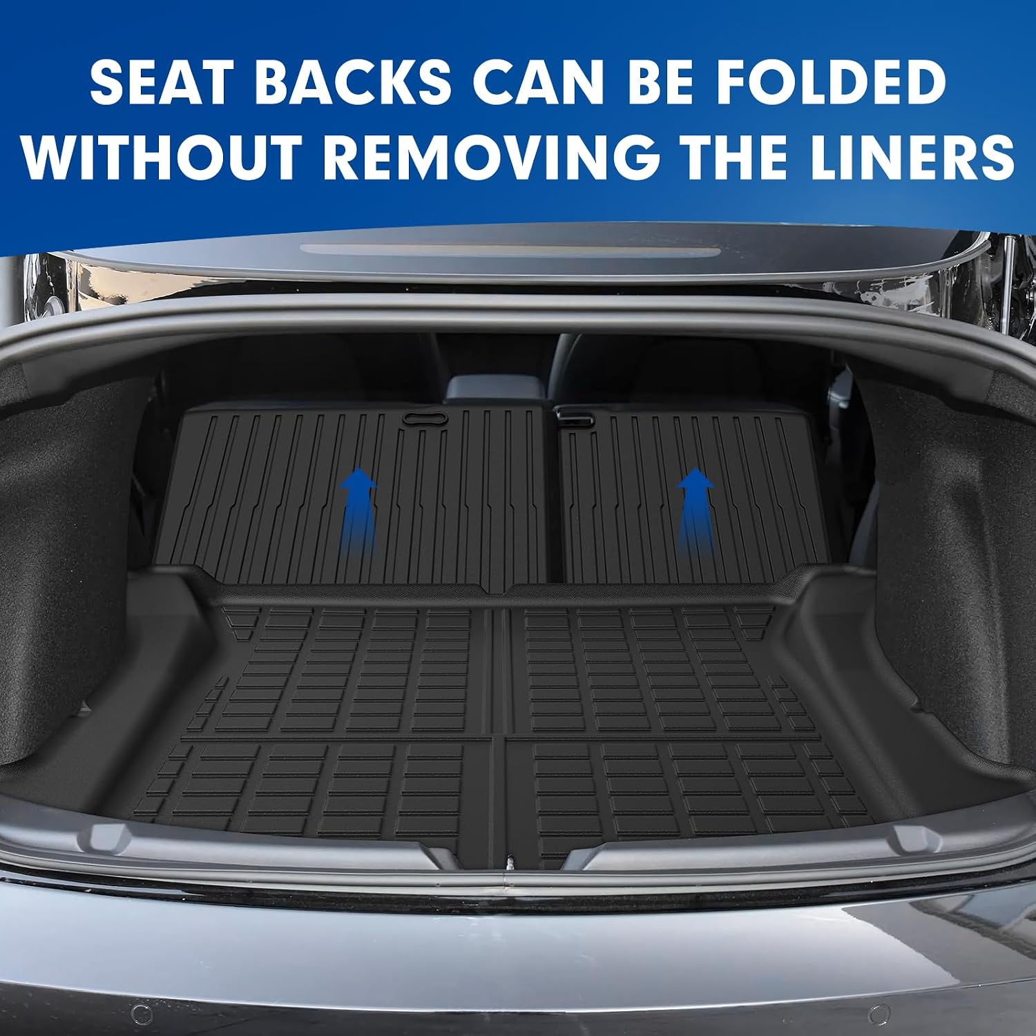 Mixsuper Cargo Liner for Tesla Model 3 2017-2023, All Weather Trunk Mat Backrest Mat TPE Back Seat Cover Protector for Model3 Accessories