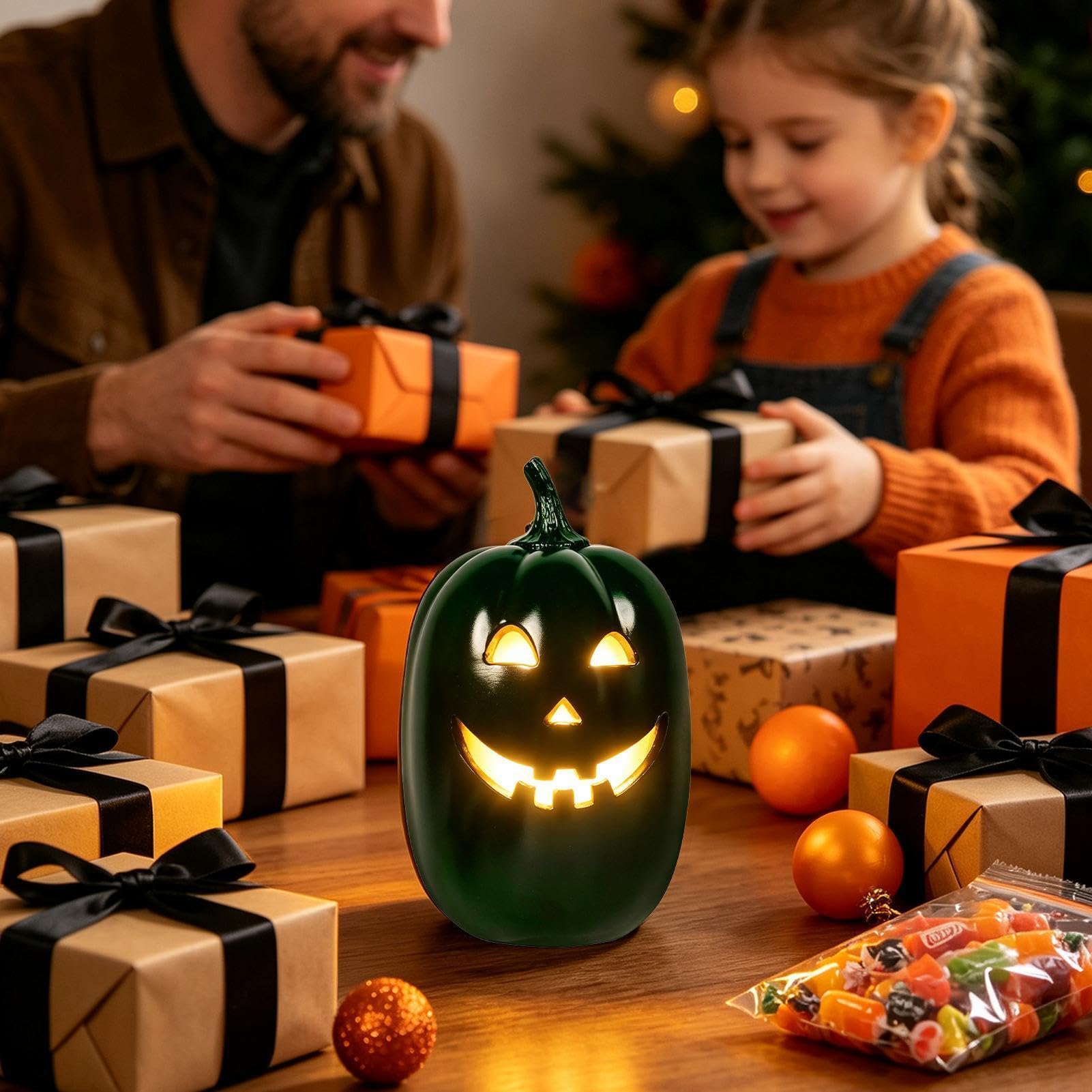 Lanterna a pile spettrale cava della resina delle della della | Lampada decorativa a forma di zucca, statuette per la casa, camera da letto, tavolo da pranzo, scrivania, mensola, camino