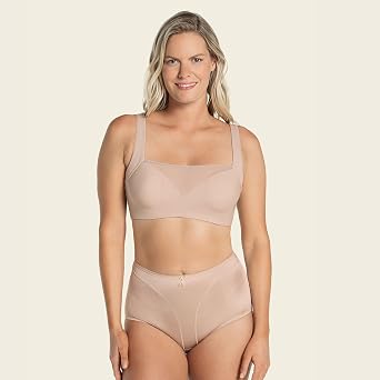 Leonisa High Cut Brief Super Comfy Panty Shaper - Soft Tummy Control Classic Underwear for Women Beige