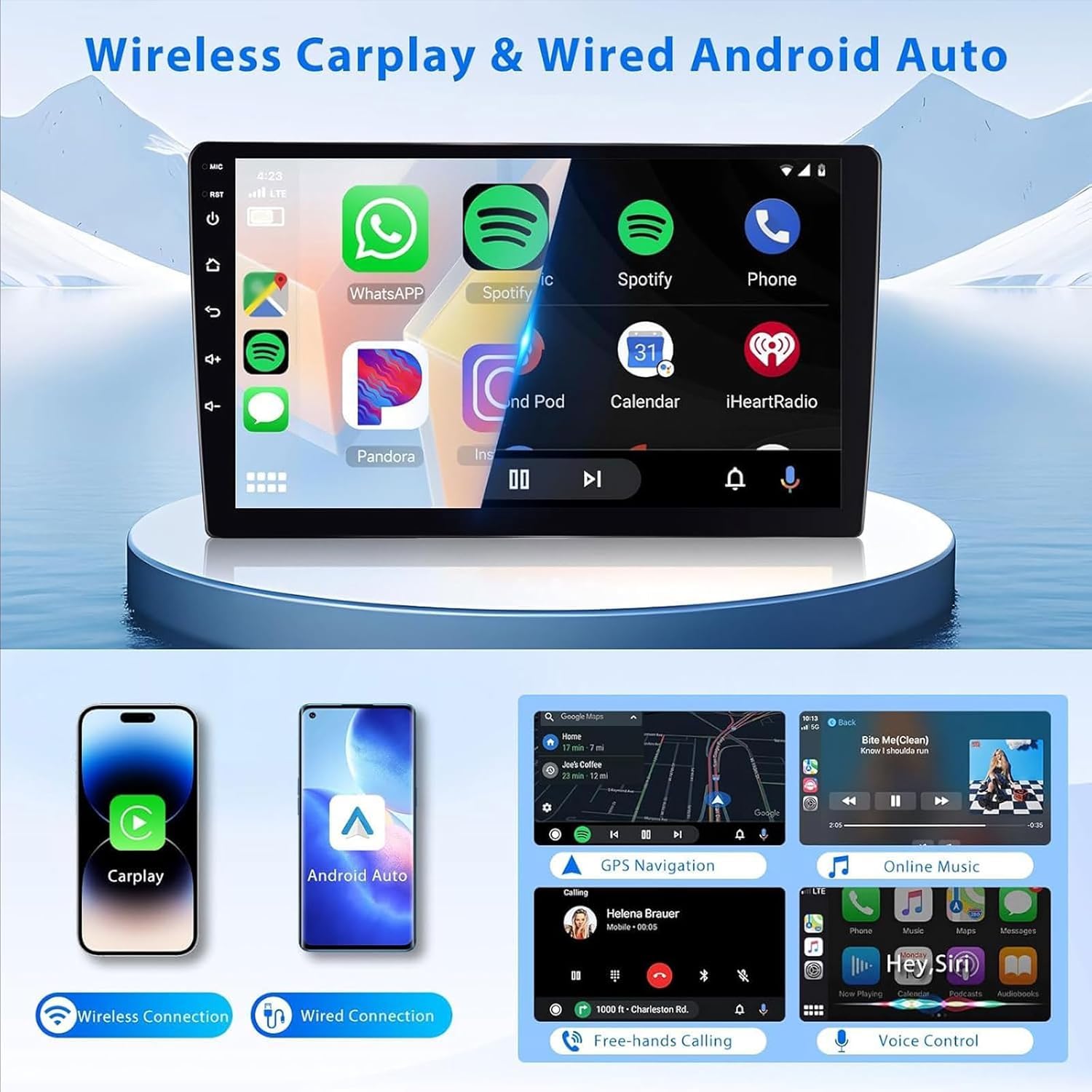 Radio Samochodowe Android 15 Do Suzuki Wagon R 2010-2018 Bezprzewodowy CarPlay I Android Auto 9 Calowy Ekran Dotykowy Odtwarzacz Samochodowy GPS Bluetooth/WiFi/FM/SWC/MIC USB Kamera(Color:M300)