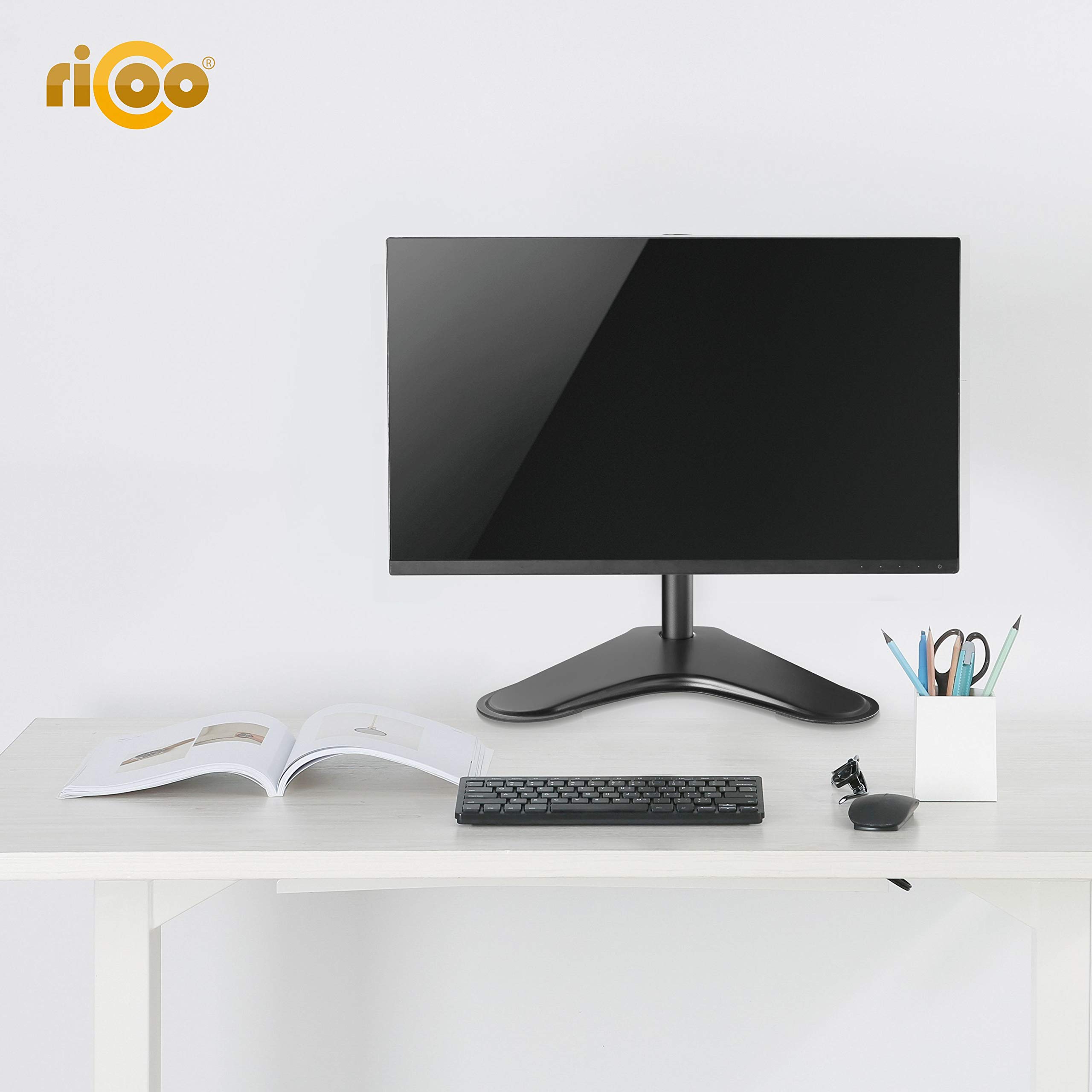 RICOO TS7211 Support Écran PC TV 1 Écran 13 17 19 22 24 27 28 32 Pouces Orientable Inclinable Rotatif Universel Fixation Bureau Pince de Table VESA 75x75 100x100
