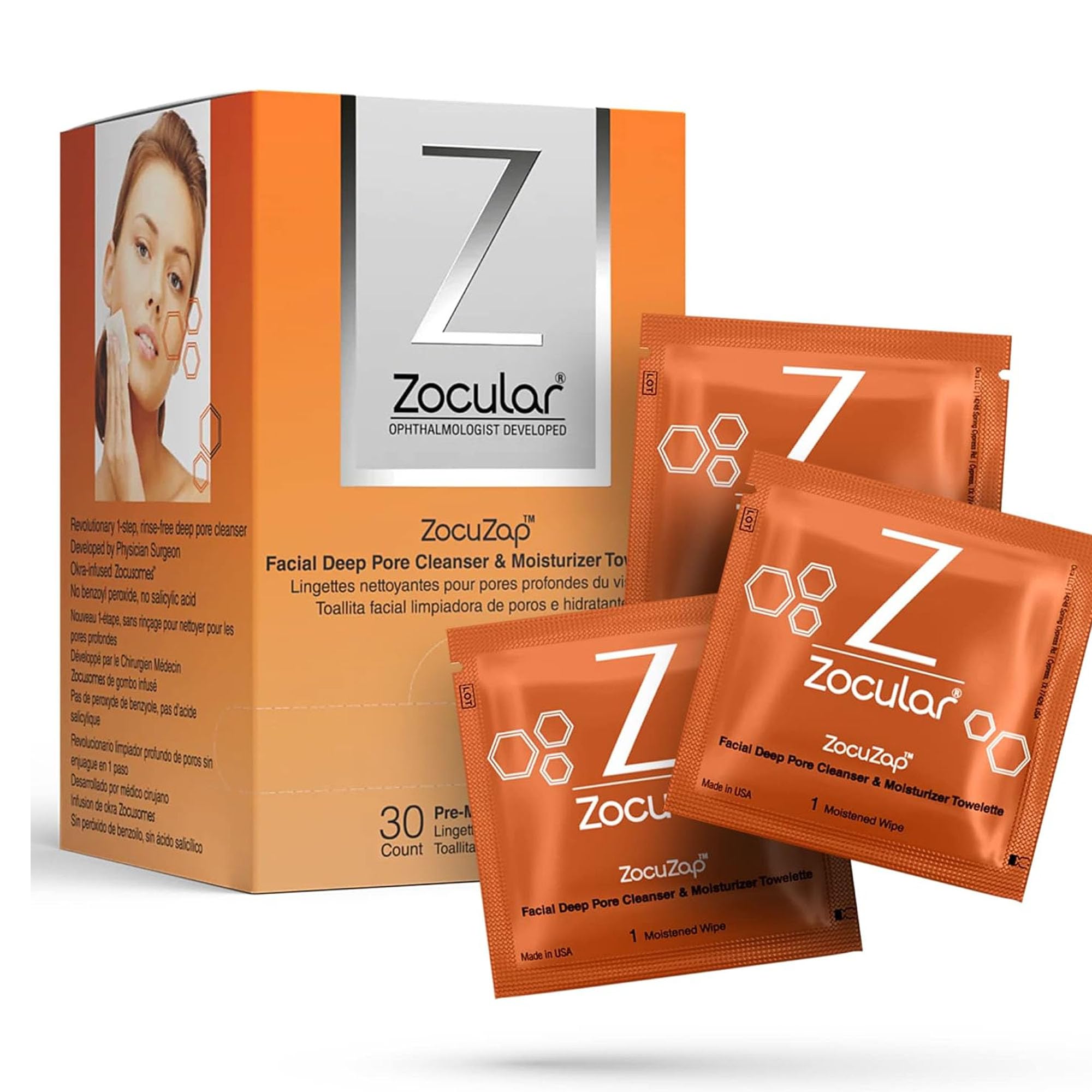 - Zocular ZocuZap Face Wipes – Moisturizing Face Cleansing Wipes for Makeup Removal & Gentle Exfoliation with Natural Okra Complex – 15 Count