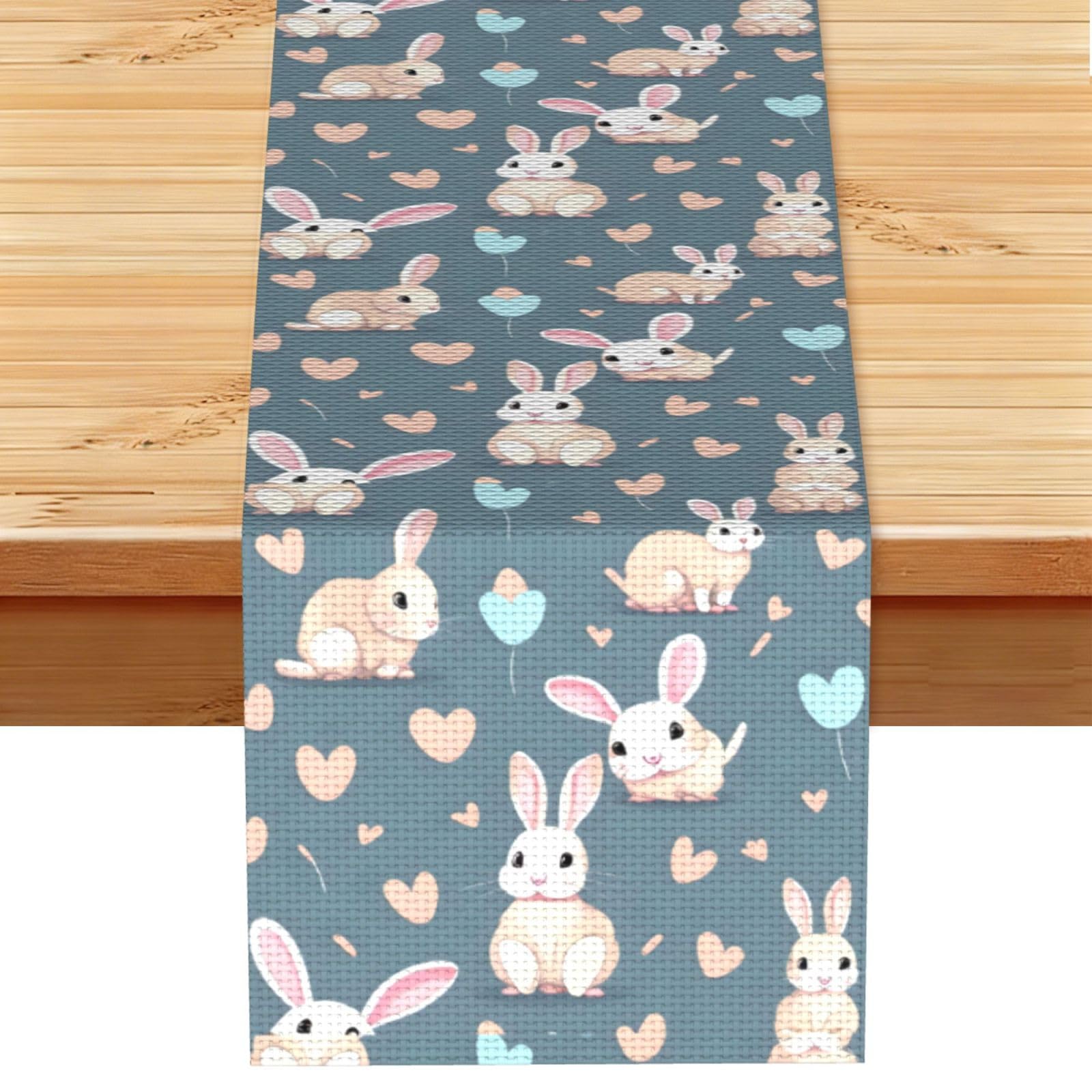 Cartoon cute bunny Table Runner 13x72 Inch Dining Decor