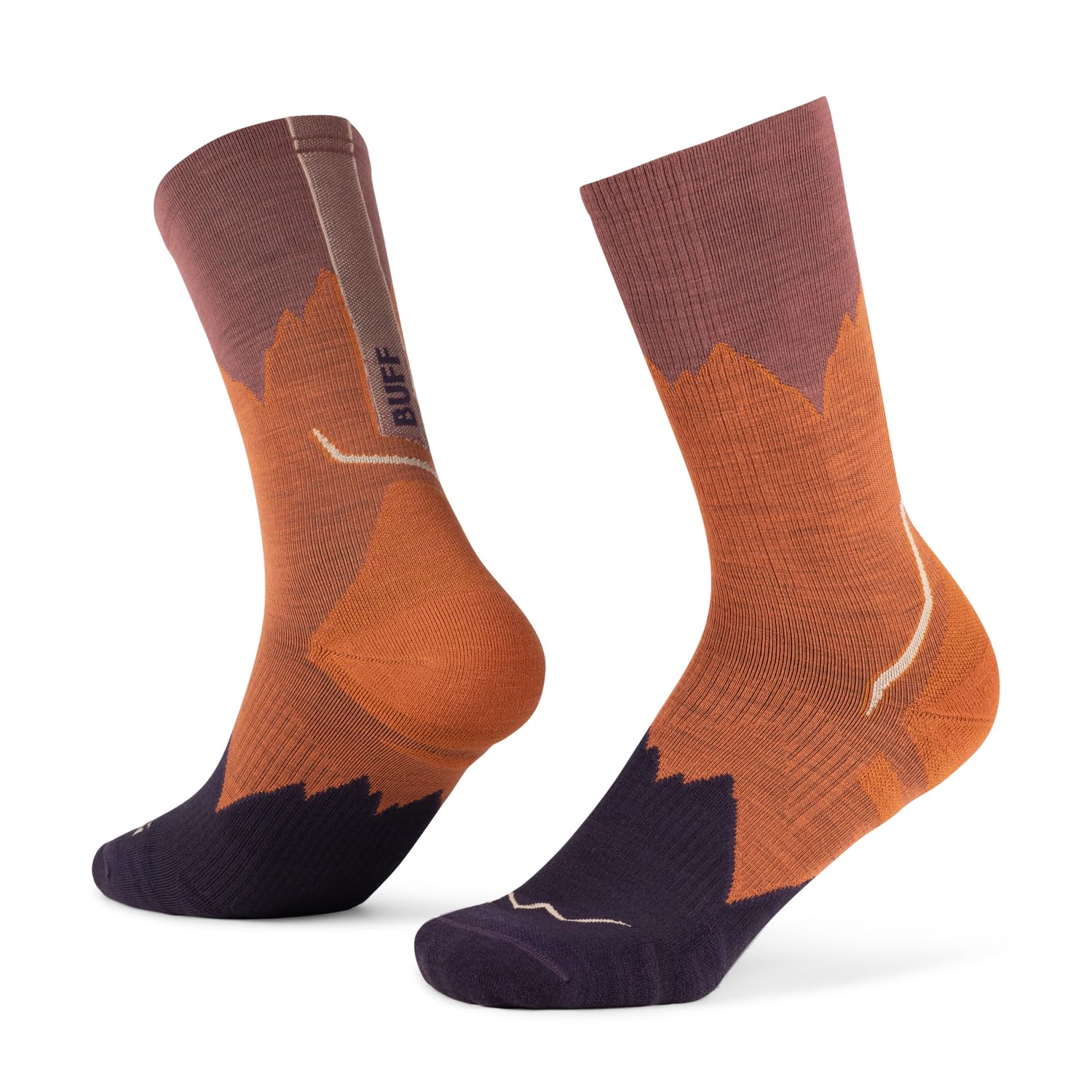 Buff®| Socks LW Merino Wool Crew Lightweight, Hiking, Natural Durability, Comfortable, Padded M Orange