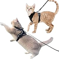 Luxelle 2-Pack Escape-Proof Cat Harness & Leash Set - Adjustable No-Pull Breathable Vest with Reflective Straps for Cats & Kittens