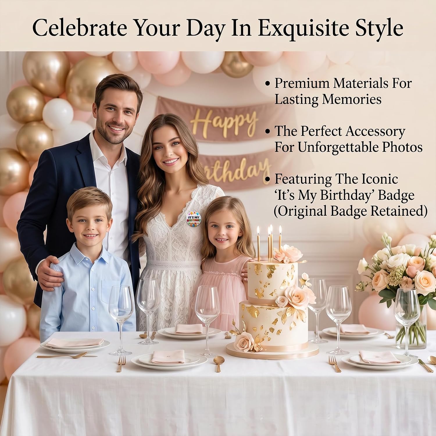 Happy Birthday Pin for Boys Girls, 2.28Inch Round Its My Birthday Pin Metal Happy Birthdays Badge Button for Wedding Party