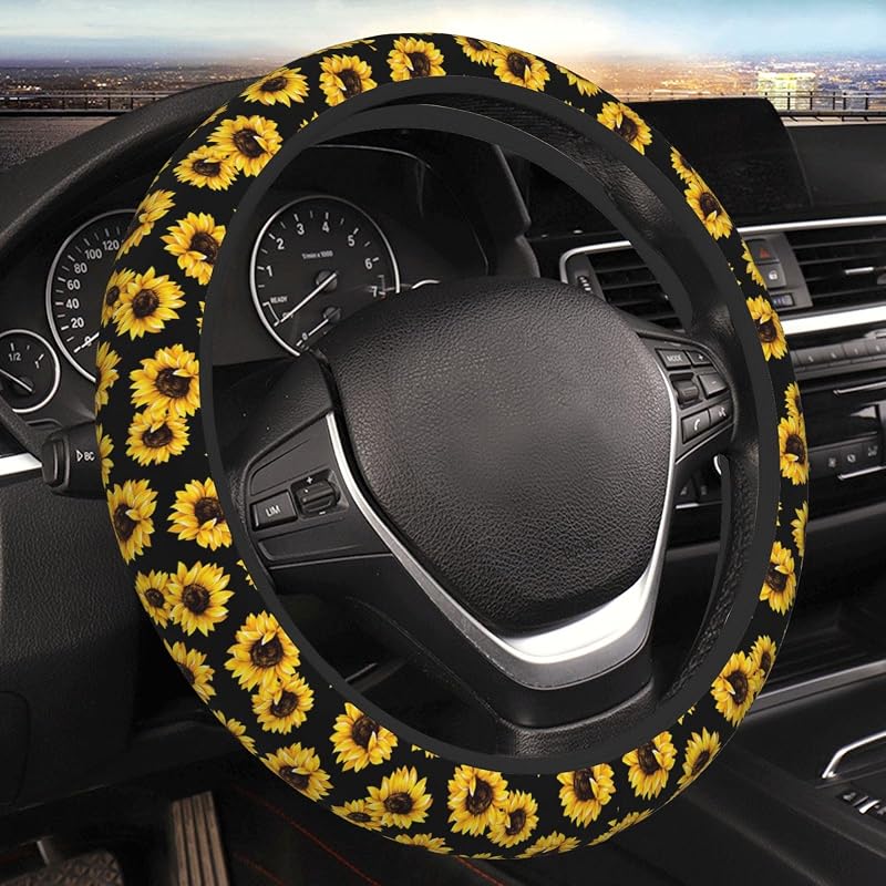 Capa para Volante com Estampa de Girassóis em Neoprene PFUFNYB para Volantes de 36,8 a 39,4 cm