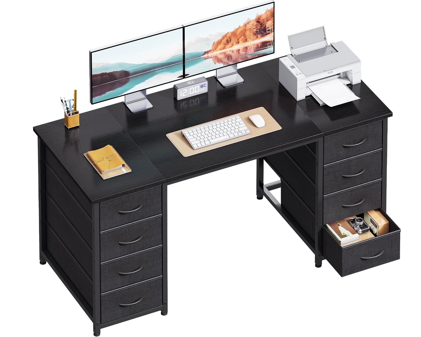 Amazon | AODK パソコンデスク pcデスク 引き出8杯付き 幅120cm デスク