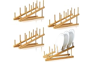 4-Tier Wooden Dish Drying Rack for Kitchen Cabinet Organization