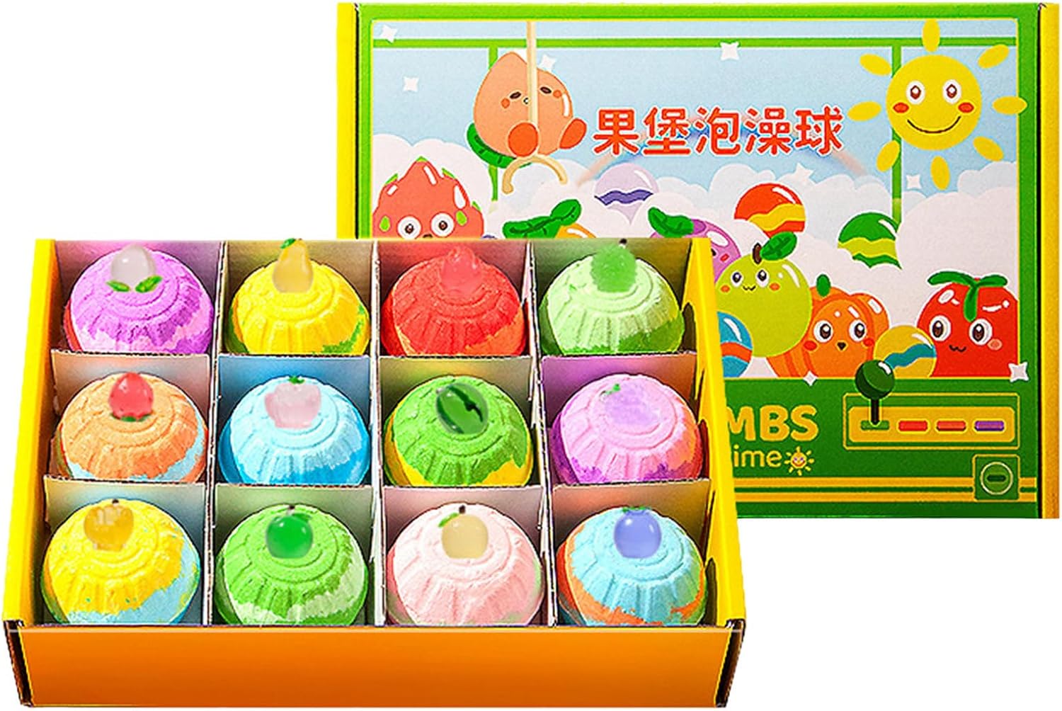 Bath Bombs 12 Natural Bath Bomb Handmade Bubble Bathbombs Includes Shaped Toys (Green, One Size)