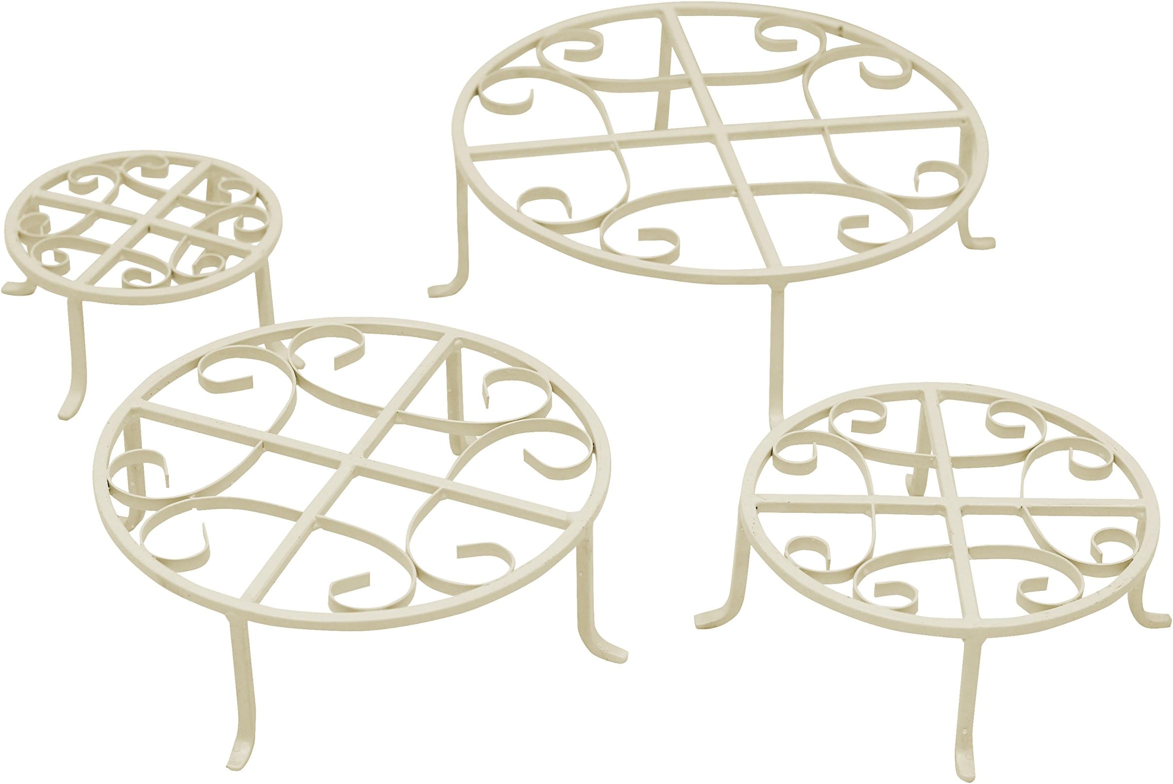 Red Carpet Studios Set of 4 Round Iron Plant Stands, White