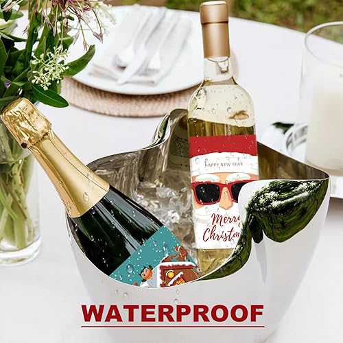 Miniatura 3 de 45 etiquetas adhesivas para botellas de vino de Navidad, etiquetas impermeables de 3.5 x 4.5 pulgadas para botellas, divertidas calcomanías para