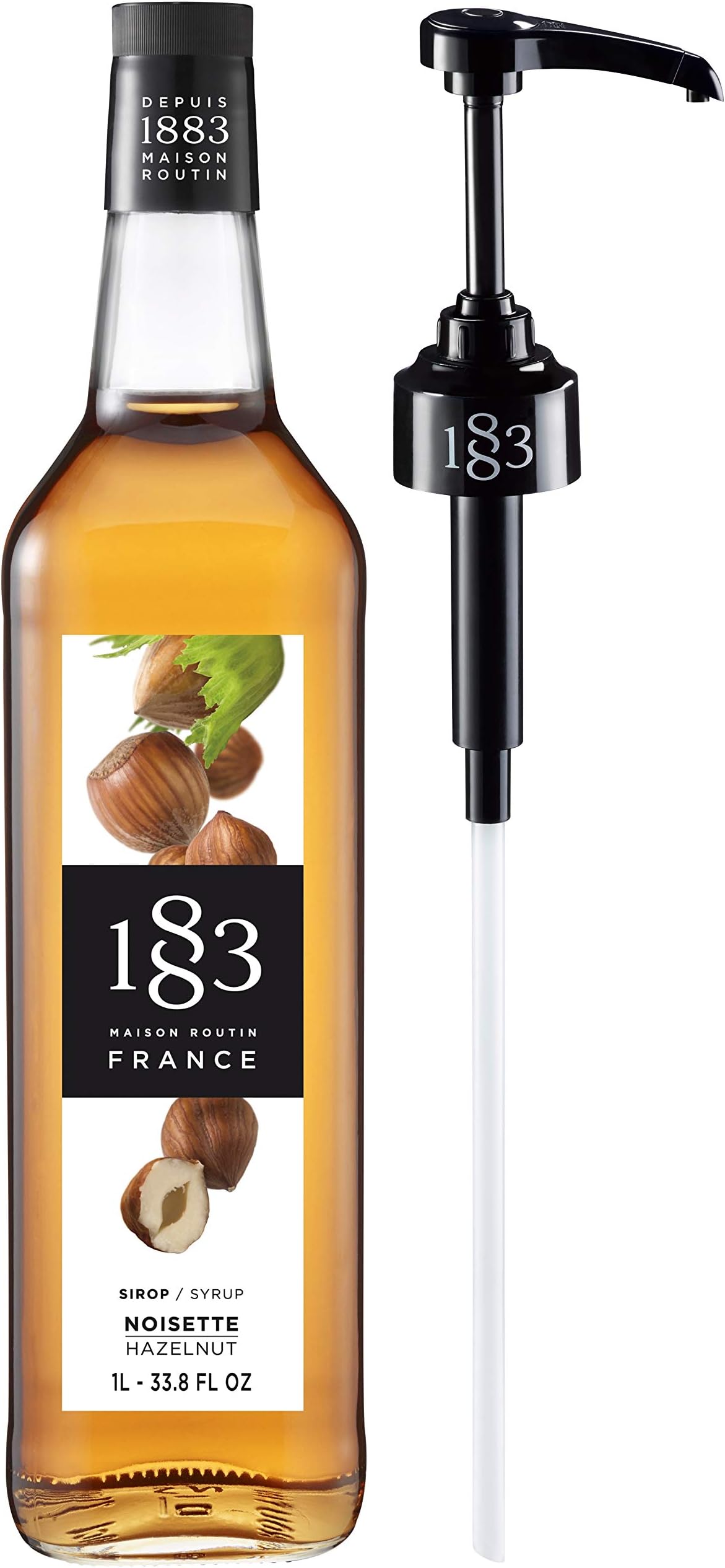 Routin 1883 Premium Hazelnut Syrup (Glass Bottle) 1L + Pump