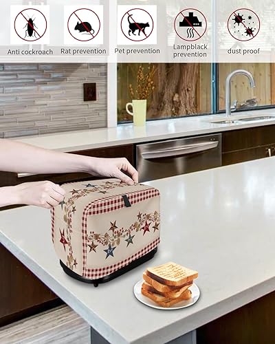 Miniatura 4 de Funda antipolvo para tostadora con bolsillos, diseño de búfalo rojo con diseño de bayas y búfalo rojo, suave, lavable, funda para tostadora de 4