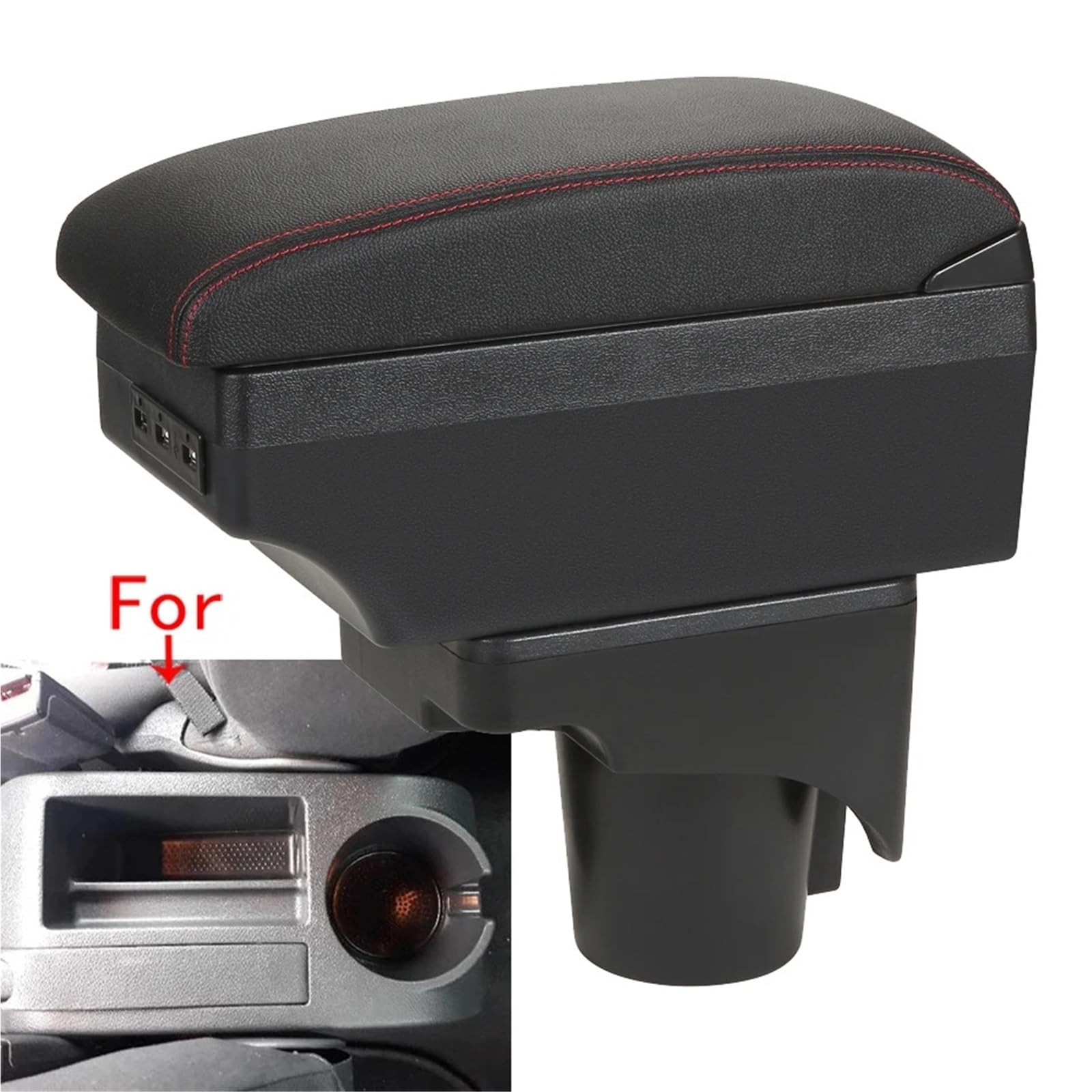 Armsteun Richter Bush Podłokietnik Box pasuje do VW Golf 6 Golf 5 Mk6 MK5 Jetta 5 Podłokietnik samochodowy pasuje do VW Sagitar Schowek Wnętrze(C3 Black white NOUSB)