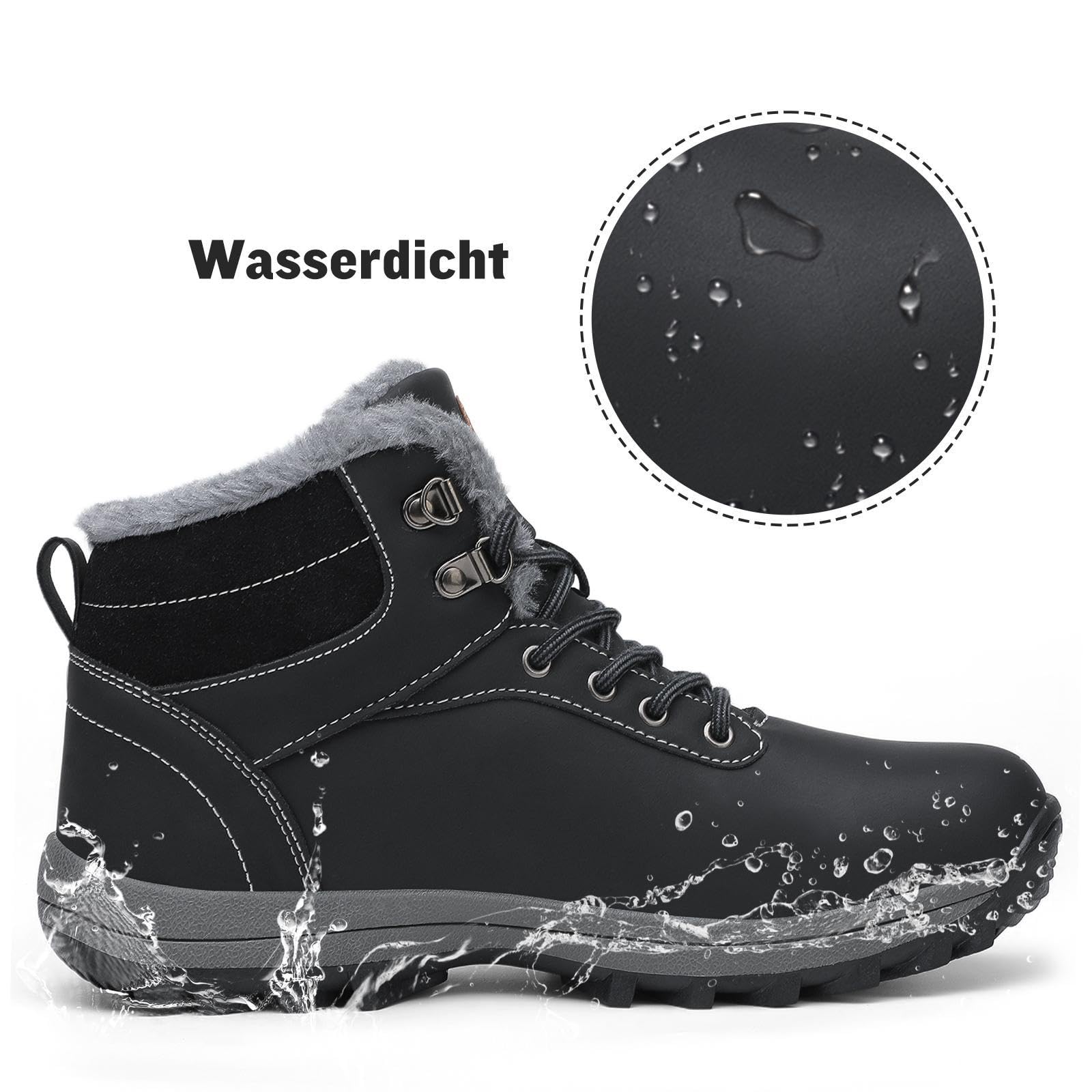 Mishansha Scarpe Uomo Donna Invernali Impermeabili Antiscivolo Stivaletti Invernali con Pelo, Gr.36-48