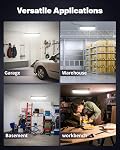 Linkable LED Shop Lights 2 Pack, 100W 15000LM Garage Light 6000K | Plug-in, Built-in Outlet, Aluminum Housing, 9.84 FT Power Cord, for Garage, Workshop