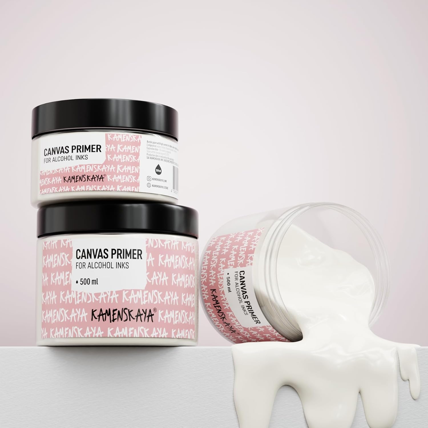 KAMENSKAYA White Acrylic Gesso Primer for Alcohol Ink Painting on Canvases,16.9 fl oz (500 ml)