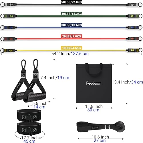 Miniatura 8 de Readaeer Bandas de resistencia, bandas de ejercicio para entrenamiento, bandas de entrenamiento con asas para hombres y mujeres para deportes de