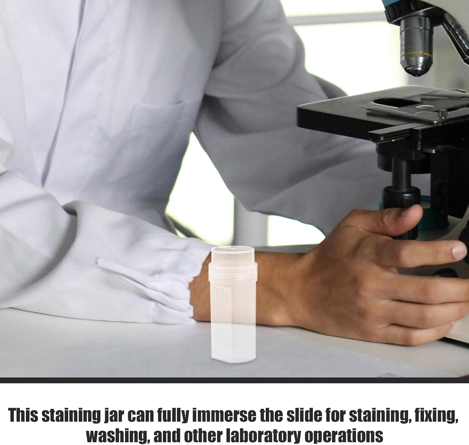 ULTECHNOVO 6pcs Plastic Coplin Slide Staining Jar with Precision-sealed Design, High Transparency, and 5-slide Capacity for Laboratory and Pathology Sample Processing