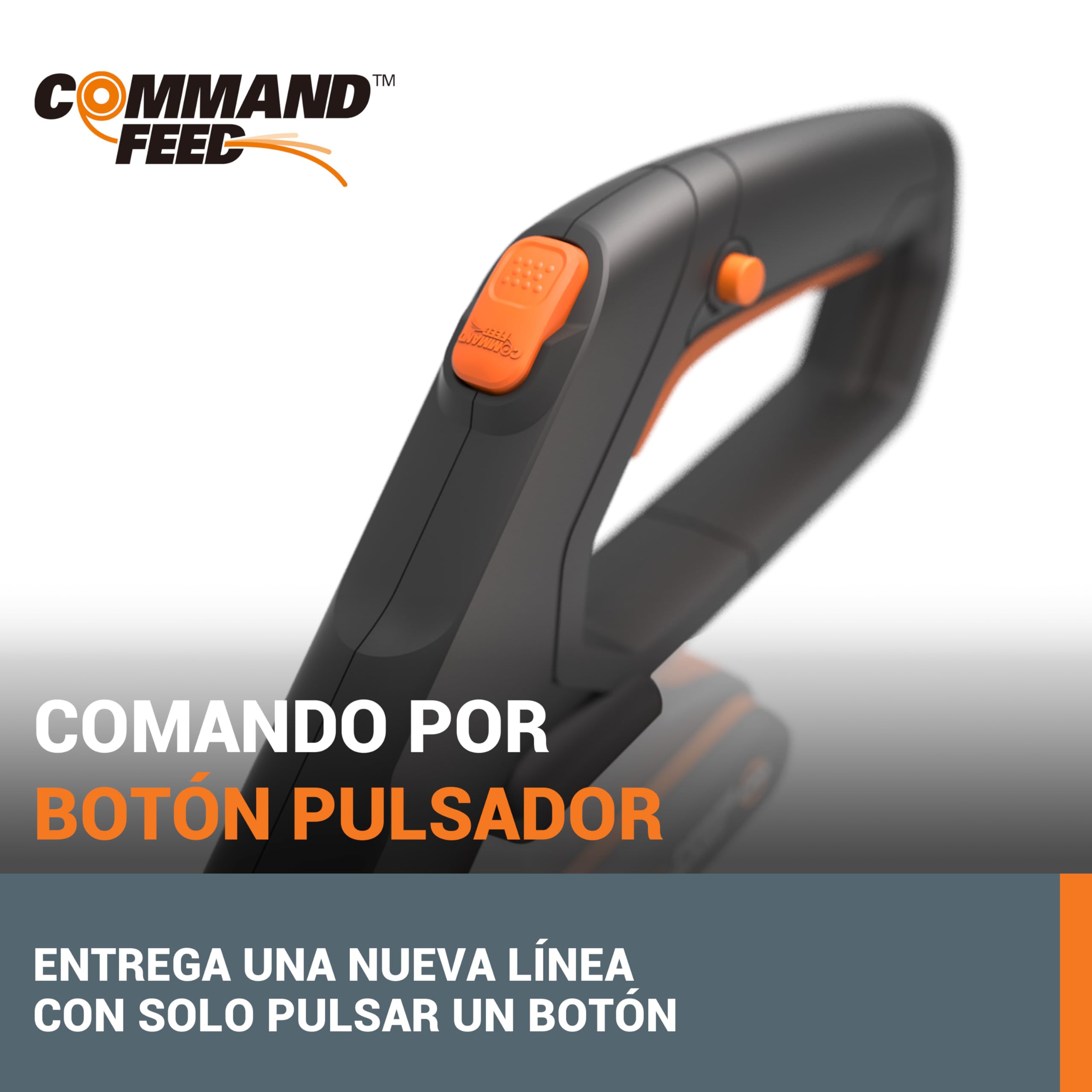 WORX WG163E Desbrozadora y Cortabordes 2 en 1 a Batería 20V 2Ah, Sistema Command Feed Automático, Cabezal Giratorio 90°, para Jardines Medianos