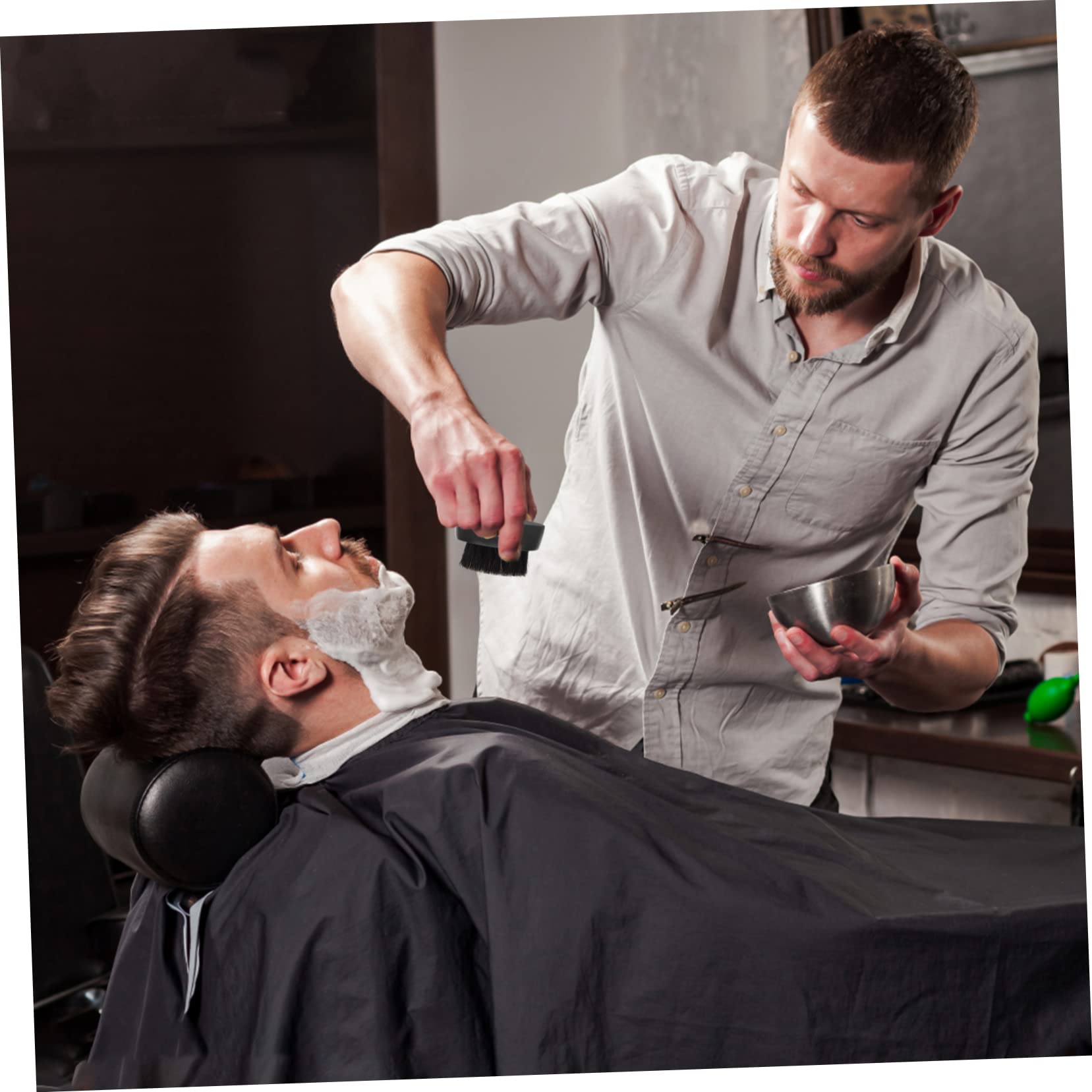 HAKIDZEL Beard Products Men's Wooden Handle Hair Styling Brush Gentle Beard Brush for Men