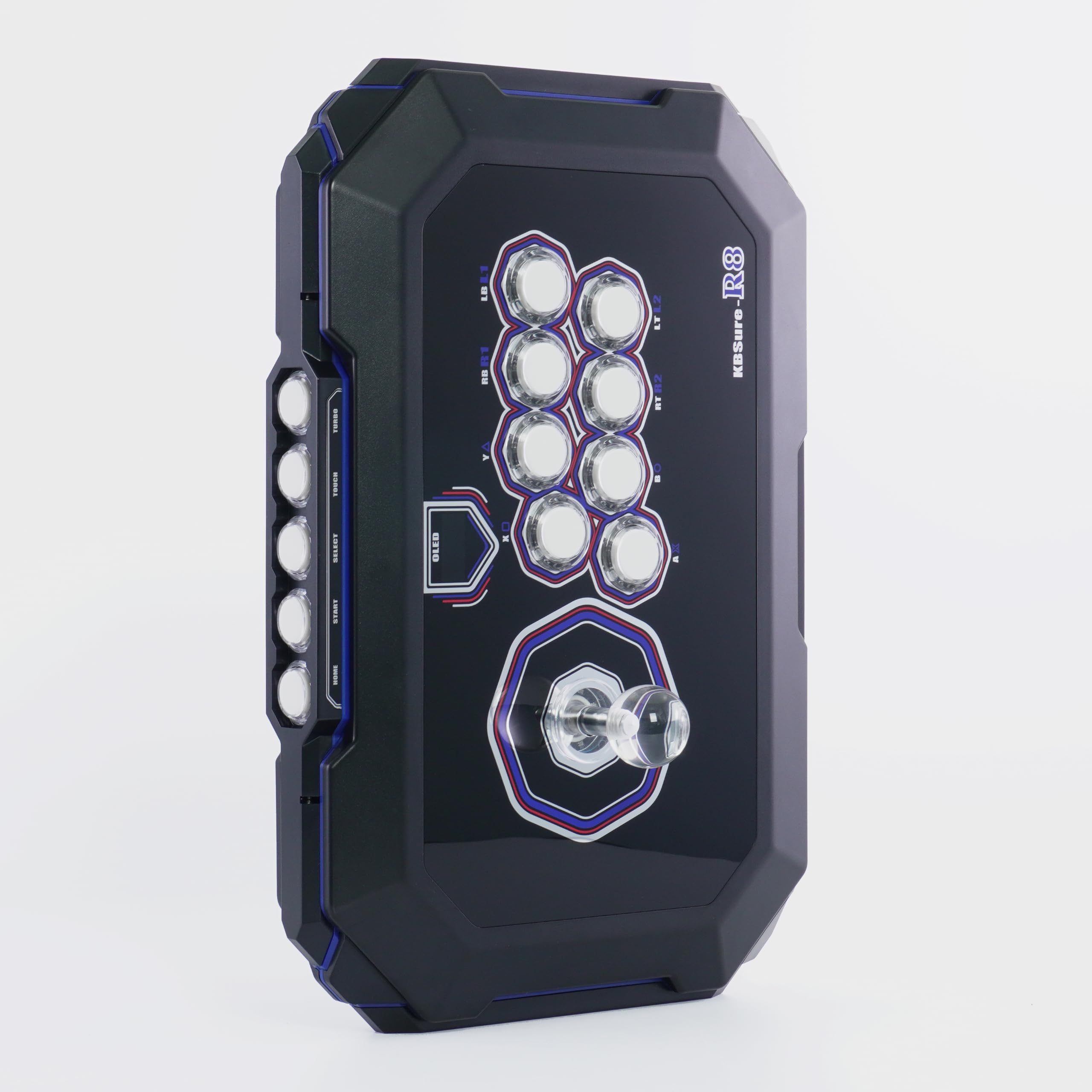 KBSure Arcade Fight Stick Joystick, Sanwa Parts Equipped, Black Blue Standard Version