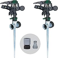 Melnor 65176AMZ Pulsating Sprinkler Dual Pack with Metal Spike - Covers 85ft Diameter for Large Lawns