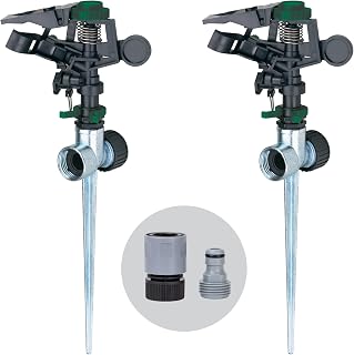 Melnor 65176AMZ Pulsating Sprinkler Dual Pack with Metal Spike - Covers 85ft Diameter for Large Lawns